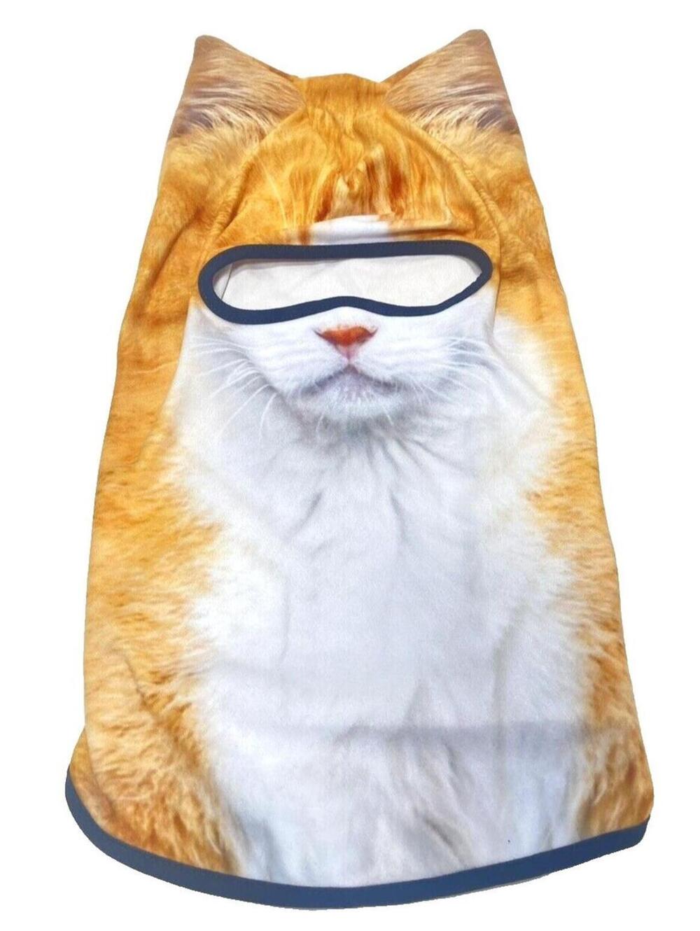 Orange Cat Full Face Mask with Eye Holes & Ears Halloween Costume Novelty New